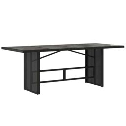 Berkfield Home Garden Table with Glass Top Black 190x80x74 cm Poly Rattan - Size: 190 x 80 x 74 cm - thumbnail 6