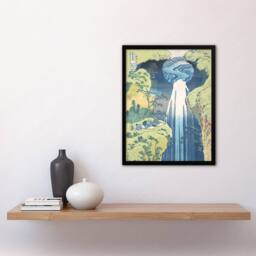 Artery8 Amida Waterfall Kisokaido Vintage Japan Framed Wall Art Print Hokusai in Blue - Size: A4 - thumbnail 4