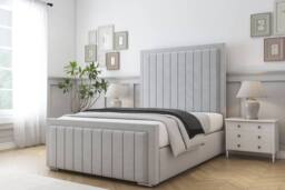 "Sloomy Pemberton Plush Deep-Sided Bed Frame With 50"" Upholstered Headboard in Silver - Size: Super King" - thumbnail 2