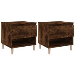Berkfield Home Bedside Tables 2 pcs Smoked Oak 50x46x50 Engineered Wood in Brown - thumbnail 2