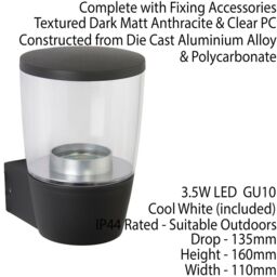 Loops IP44 Outdoor Wall Light Modern Cool White Round LED Candle Tea Light Design Lamp - thumbnail 2