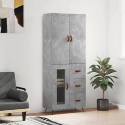 Berkfield Home Highboard Concrete Grey 69.5x34x180 cm Engineered Wood - thumbnail 2