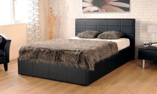 Comfy Living Ltd PU Faux Leather Gas Lift Ottoman Bedframe in Dark Brown - Size: Double - image 1