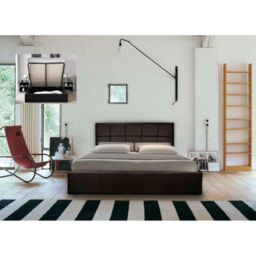 Comfy Living Ltd PU Faux Leather Gas Lift Ottoman Bedframe in Dark Brown - Size: Double - thumbnail 2