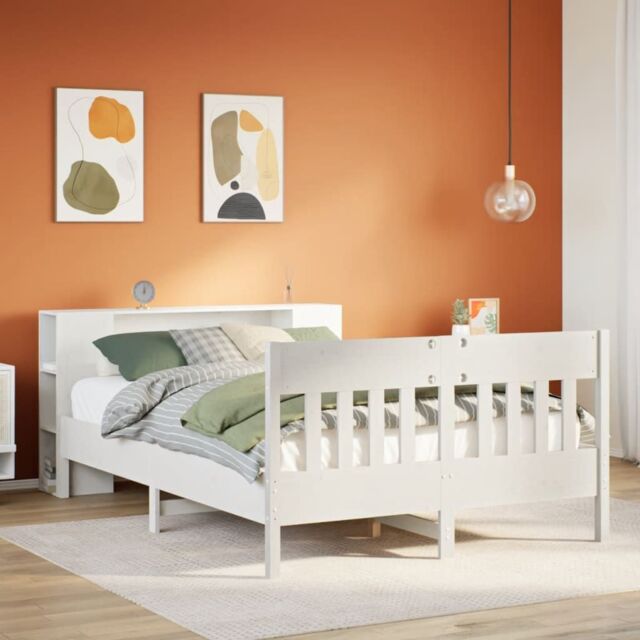 Berkfield Home Bookcase Bed without Mattress White 140x190cm Solid Wood Pine - Size: 140x190 cm - image 1