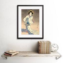 "Artery8 Natori Shunsen Japanese Kabuki Theatre Geisha Framed Art Print in Beige - Size: W12"" x H16""" - thumbnail 2