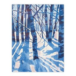"Artery8 Blue Winter Birch Forest Trees Snow Shadow Wall Art Print - Size: W24"" x H32""" - thumbnail 1