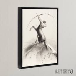 "Artery8 Centaur Aiming at the Clouds Redon Black Framed Canvas Wall Art Print in White - Size: W12"" x H16""" - thumbnail 2
