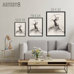"Artery8 Centaur Aiming at the Clouds Redon Black Framed Canvas Wall Art Print in White - Size: W12"" x H16""" - thumbnail 4