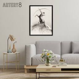 "Artery8 Centaur Aiming at the Clouds Redon Black Framed Canvas Wall Art Print in White - Size: W12"" x H16""" - thumbnail 3