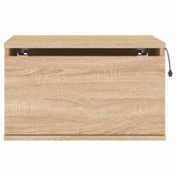 Berkfield Home Durable Wall-mounted Bedside Cabinet with LED Lights Sonoma Oak in Light Brown - thumbnail 7
