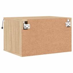 Berkfield Home Durable Wall-mounted Bedside Cabinet with LED Lights Sonoma Oak in Light Brown - thumbnail 9