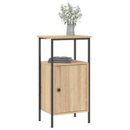 Berkfield Home Bedside Cabinet Sonoma Oak 41x31x80 cm Engineered Wood in Brown - Size: 41 x 31 x 80 cm - thumbnail 3