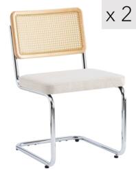 Nordlys Set of 2 Industrial Metal Cane Rattan Dining Chairs in Beige - thumbnail 1