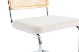 Nordlys Set of 2 Industrial Metal Cane Rattan Dining Chairs in Beige - thumbnail 6