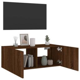 Berkfield Home TV Wall Cabinet with LED Lights Brown Oak 80x35x31 cm - Size: 80 x 35 x 31 cm - thumbnail 6