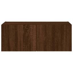 Berkfield Home TV Wall Cabinet with LED Lights Brown Oak 80x35x31 cm - Size: 80 x 35 x 31 cm - thumbnail 9