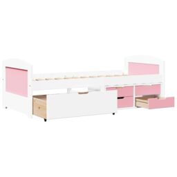 Berkfield Home Day Bed with 5 Drawers without Mattress IRUN White&Pink 90x200 cm in Pink - thumbnail 6