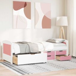 Berkfield Home Day Bed with 5 Drawers without Mattress IRUN White&Pink 90x200 cm in Pink - thumbnail 3