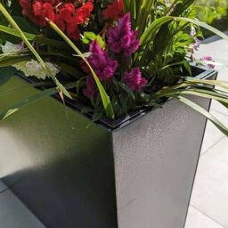 Woven Wood 80cm Long Zinc Silver & Black Textured 60cm Tall Trough Planter - thumbnail 7