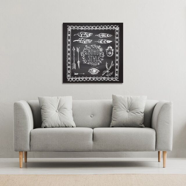 Benjamin Tate Design Boho Style motivating phrase (Canvas Print) / 61 x 61 x 4cm in Natural - Size: 61 x 61 x 4 cm - image 1
