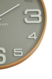 Orsina Large Wall Clock, Grey & Natural Finish 60cm Round Clock With Glass Panel, Dual-Tone Wooden Wall Clock - thumbnail 4