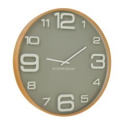 Orsina Large Wall Clock, Grey & Natural Finish 60cm Round Clock With Glass Panel, Dual-Tone Wooden Wall Clock - thumbnail 2