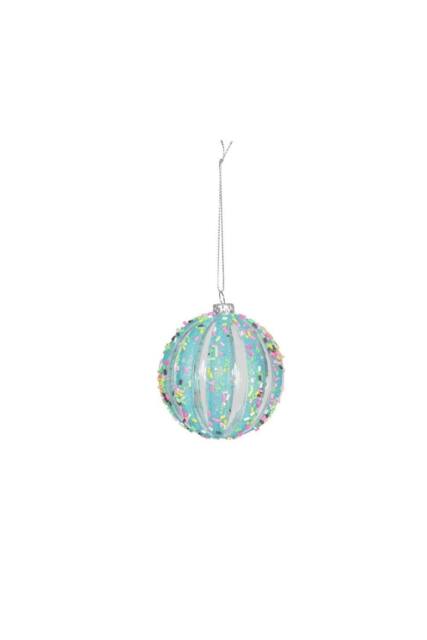 KDMD Turquoise Sequin Bauble 8cm 2 Pack - image 1
