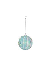 KDMD Turquoise Sequin Bauble 8cm 2 Pack - thumbnail 1