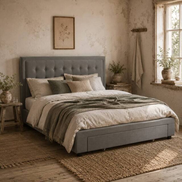 Wyld Haus Dineno 5FT Grey King Ottoman Bed Frame Lift Up Base & Front Divan - image 1