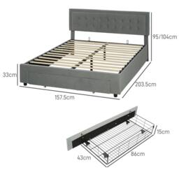 Wyld Haus Dineno 5FT Grey King Ottoman Bed Frame Lift Up Base & Front Divan - thumbnail 3
