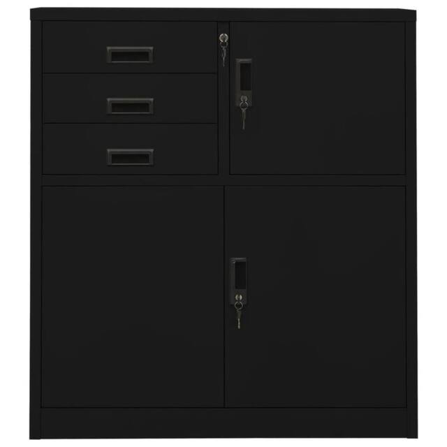 Berkfield Home Office Cabinet Black 90x40x102 cm Steel - Size: 90 x 40 x 102 cm - image 1