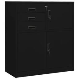 Berkfield Home Office Cabinet Black 90x40x102 cm Steel - Size: 90 x 40 x 102 cm - thumbnail 2