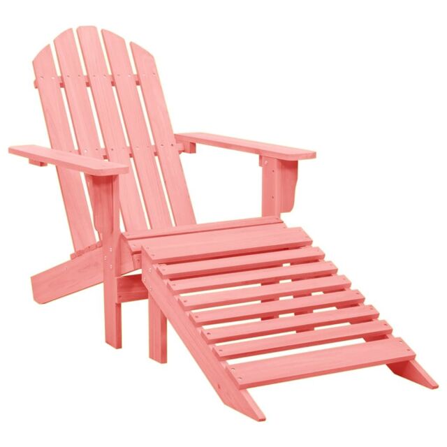 Berkfield Home Garden Adirondack Chair with Ottoman Solid Fir Wood Pink - image 1