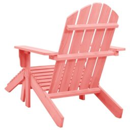 Berkfield Home Garden Adirondack Chair with Ottoman Solid Fir Wood Pink - thumbnail 4