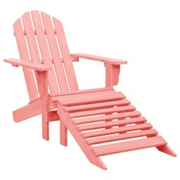 Berkfield Home Garden Adirondack Chair with Ottoman Solid Fir Wood Pink