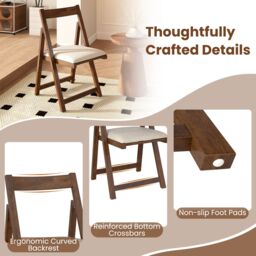 Costway Foldable Dining Chair Set of 4 Accent Armless Kitchen Chair in Walnut - thumbnail 8