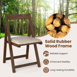 Costway Foldable Dining Chair Set of 4 Accent Armless Kitchen Chair in Walnut - thumbnail 4