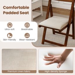 Costway Foldable Dining Chair Set of 4 Accent Armless Kitchen Chair in Walnut - thumbnail 6