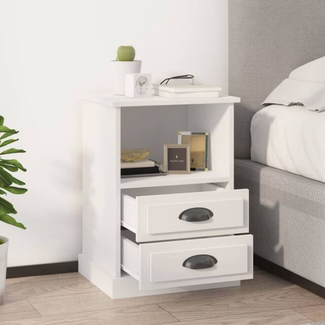Berkfield Home Elegant Bedside Cabinet White 43x36x60 cm - Size: 43 x 36 x 60 cm - image 1