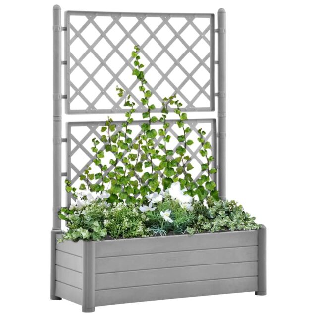 Berkfield Home Garden Planter with Trellis 100x43x142 cm PP Stone Grey - Size: 100 x 43 x 142 cm - image 1