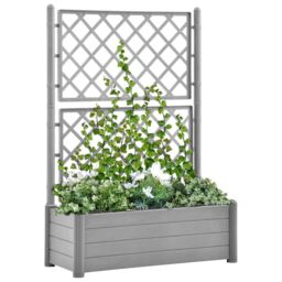 Berkfield Home Garden Planter with Trellis 100x43x142 cm PP Stone Grey - Size: 100 x 43 x 142 cm