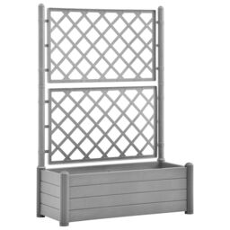 Berkfield Home Garden Planter with Trellis 100x43x142 cm PP Stone Grey - Size: 100 x 43 x 142 cm - thumbnail 2
