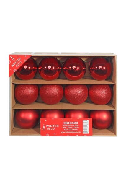 KDMD Red Bauble on Wire - Matt Shiny Glitter 12 Pack - image 1
