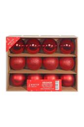 KDMD Red Bauble on Wire - Matt Shiny Glitter 12 Pack - thumbnail 2