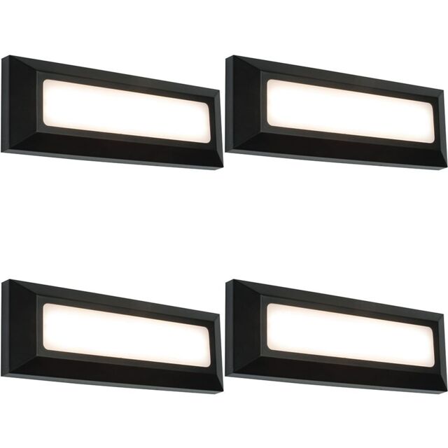 Loops 4 PACK Outdoor IP65 Pathway Guide Light - Direct 3W Warm White LED - Black ABS - image 1