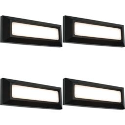 Loops 4 PACK Outdoor IP65 Pathway Guide Light - Direct 3W Warm White LED - Black ABS - thumbnail 1