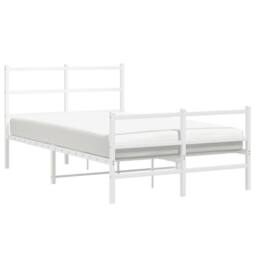 Berkfield Home Metal Bed Frame without Mattress with Footboard¬†White 120x200cm in White - Size: Small Double - thumbnail 4