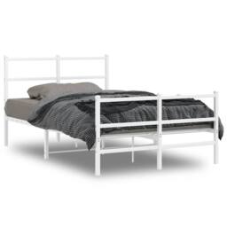 Berkfield Home Metal Bed Frame without Mattress with Footboard¬†White 120x200cm in White - Size: Small Double - thumbnail 1