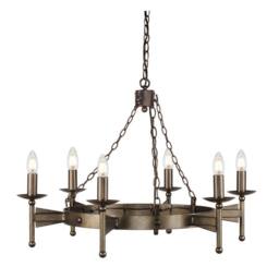 Netlighting Cromwell 6 Light Chandelier Old Bronze Finish E14 in Brown
